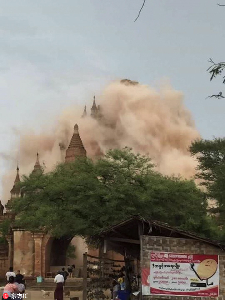 08-25 缅甸强震已造成3死1伤 68座佛塔遭到损毁